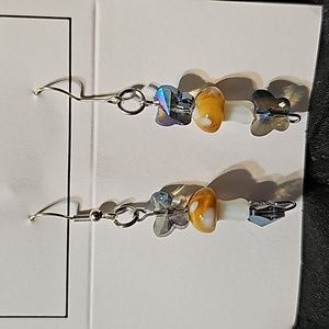 Mushroom butterfly earrings hand made by my daughter #1034